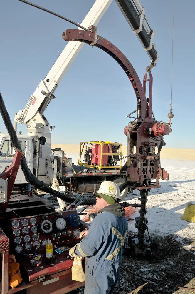 Operator at Edge Wireline wellsite controls